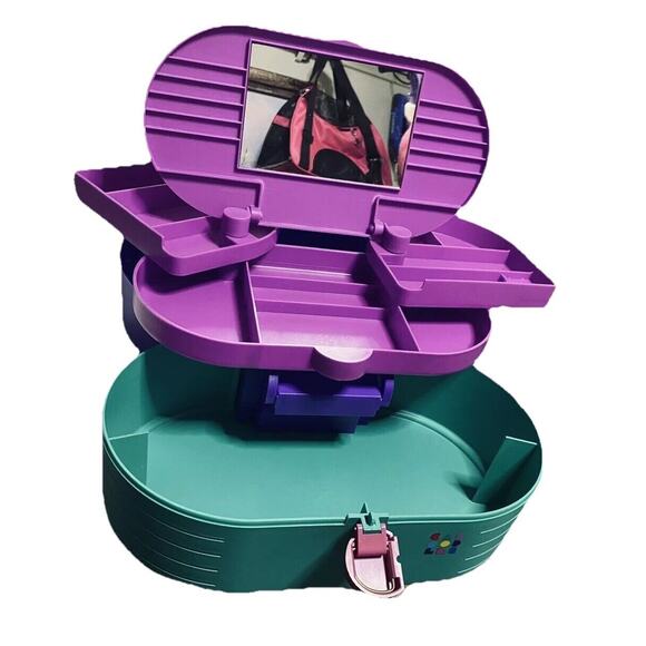 Vintage Original Caboodles makeup storage carrying case green purple mauve - Picture 3 of 12